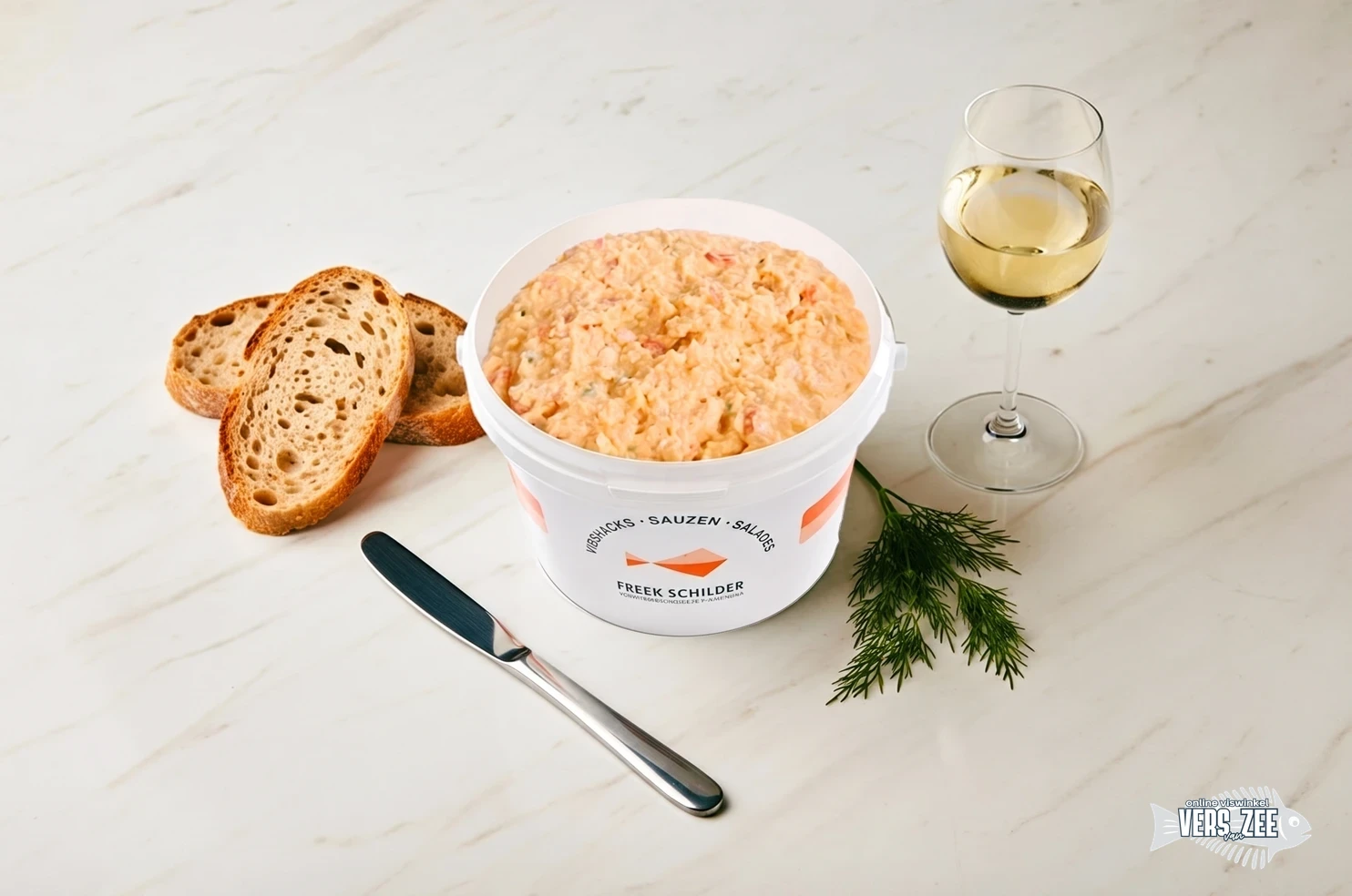 Romige garnalen salade met brood