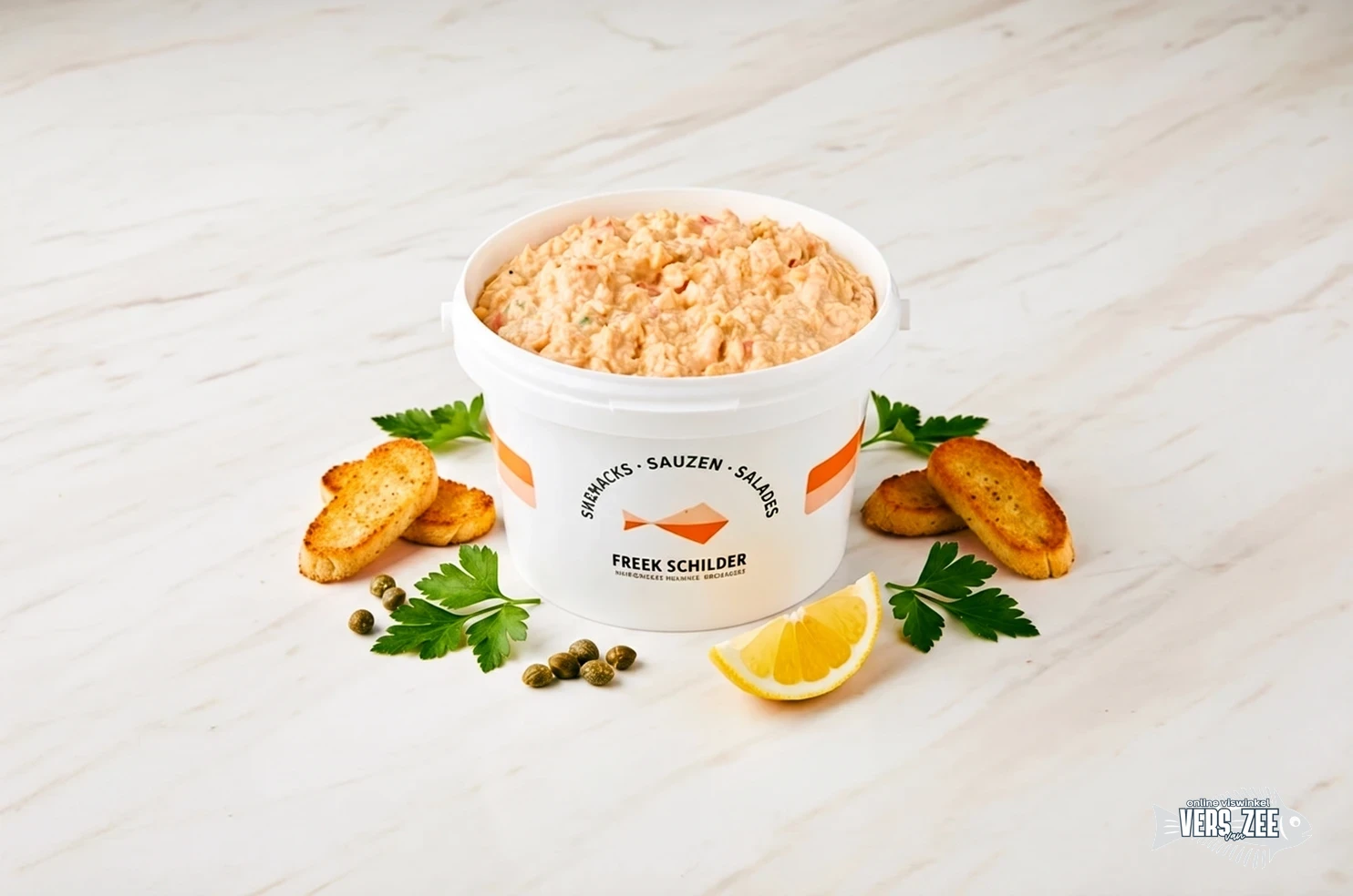 Creamy tuna salad with garnishes